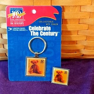 Vintage 1998 Key Chain and Pin
